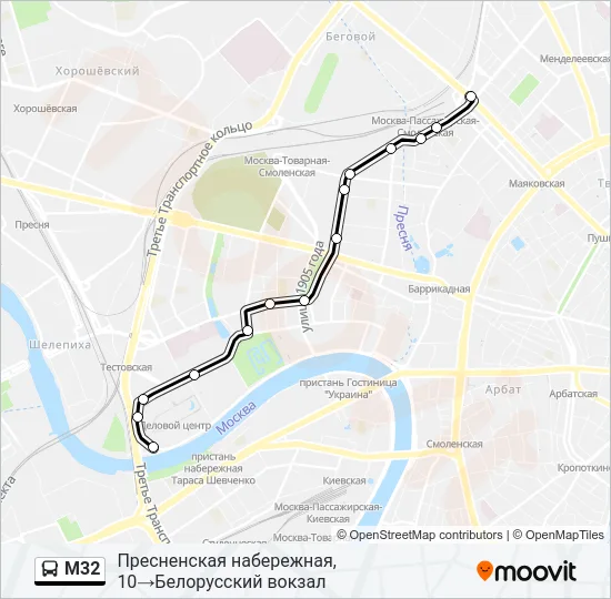 М32 Bus Line Map