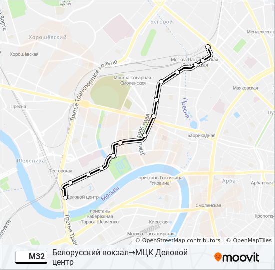 Автобус М32: карта маршрута