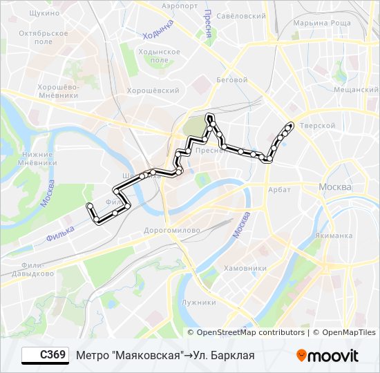Автобус С369: карта маршрута