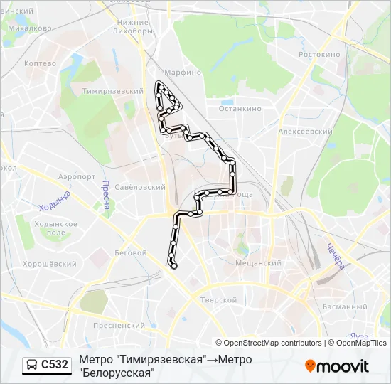 Автобус С532: карта маршрута