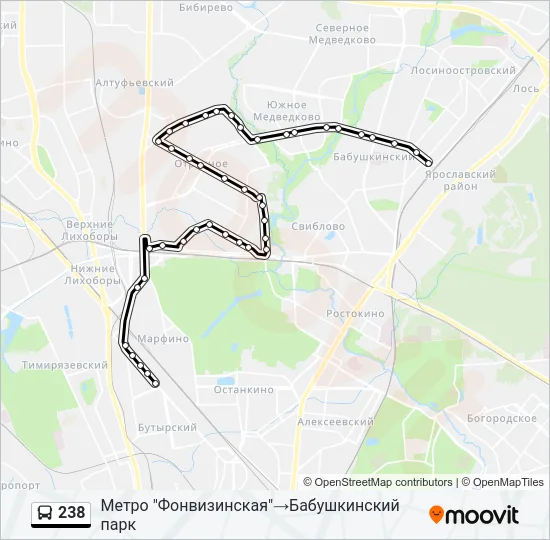 Автобус 238: карта маршрута
