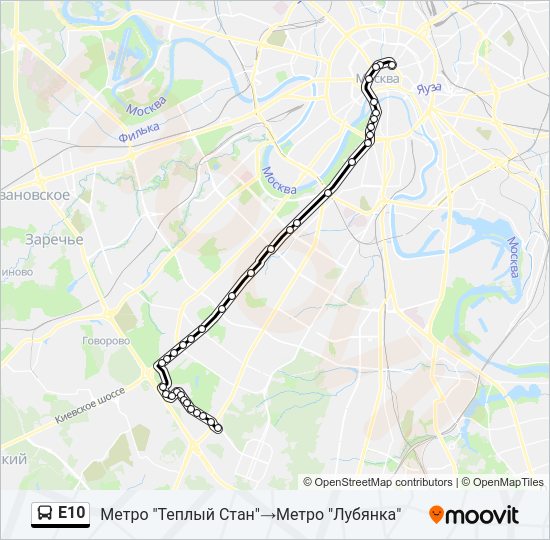 Е10 Bus Line Map