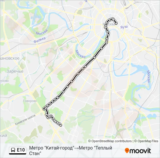 Е10 Bus Line Map