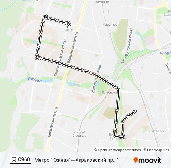 Автобус С960: карта маршрута