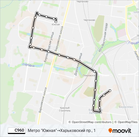 Автобус С960: карта маршрута