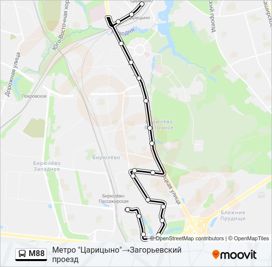 Автобус М88: карта маршрута