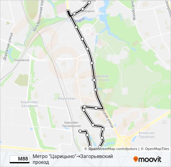 Автобус М88: карта маршрута