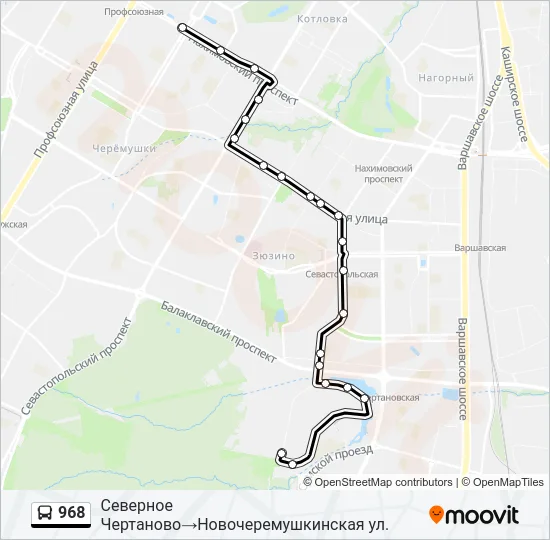 Автобус 968: карта маршрута