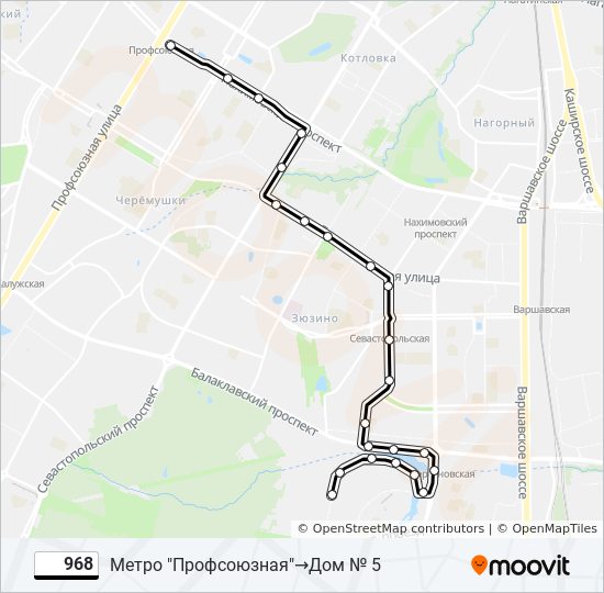 Автобус 968: карта маршрута