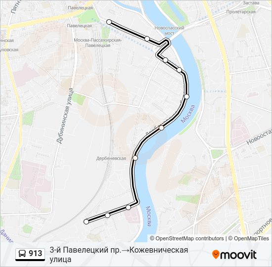Автобус 913: карта маршрута
