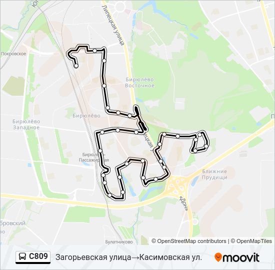 Автобус С809: карта маршрута