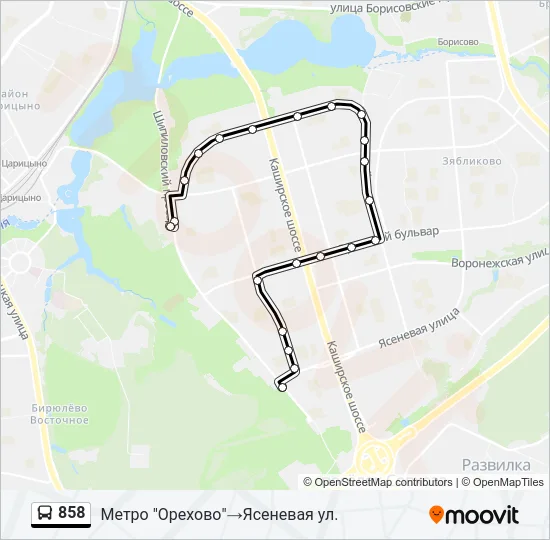 Автобус 858: карта маршрута