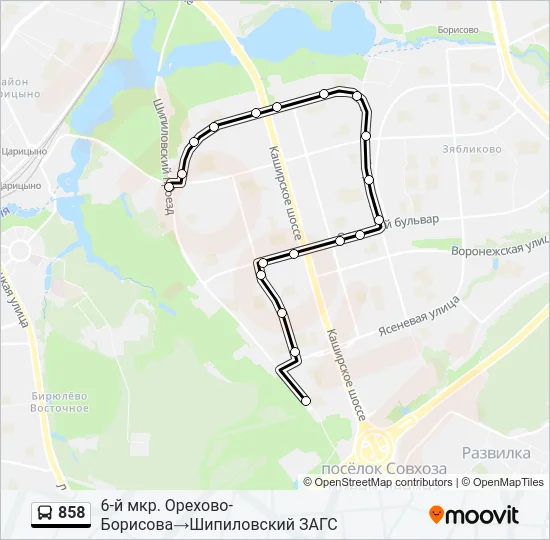 Автобус 858: карта маршрута