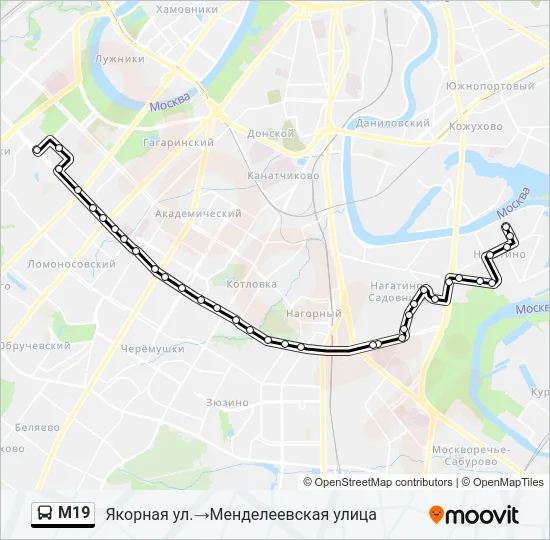 М19 Bus Line Map