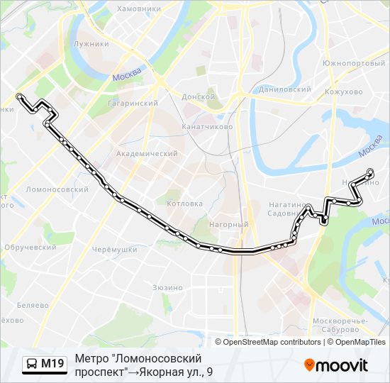 Автобус М19: карта маршрута