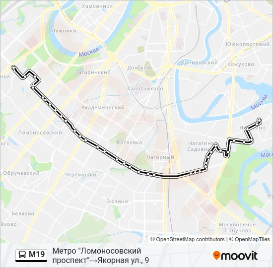 М19 Bus Line Map