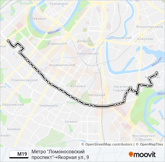 Автобус М19: карта маршрута