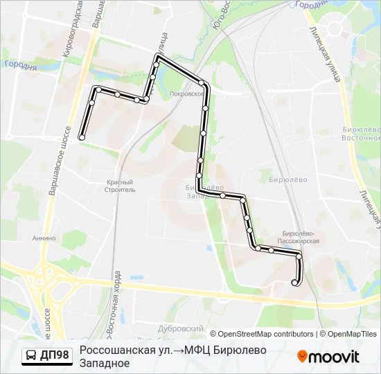Автобус ДП98: карта маршрута