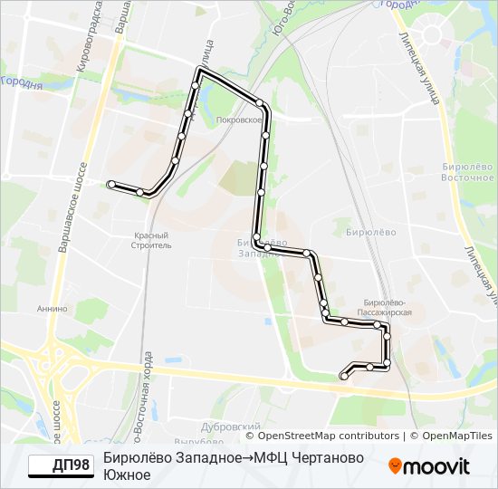 Автобус ДП98: карта маршрута
