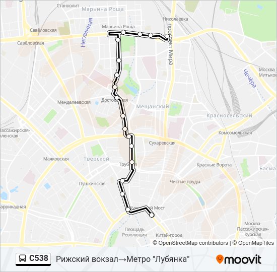 Автобус С538: карта маршрута