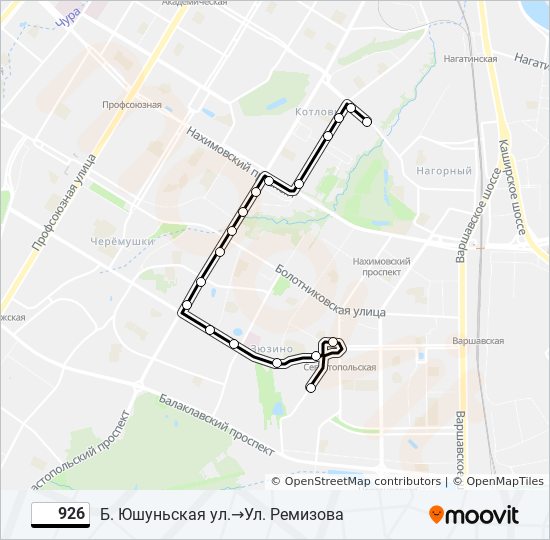 Автобус 926: карта маршрута