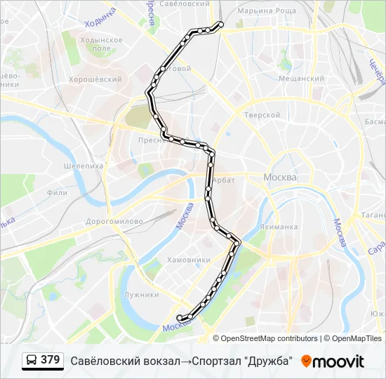 Автобус 379: карта маршрута