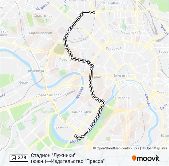 Автобус 379: карта маршрута