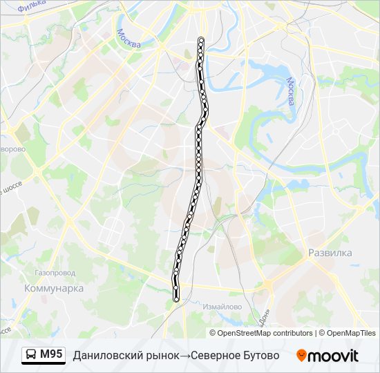 Автобус М95: карта маршрута