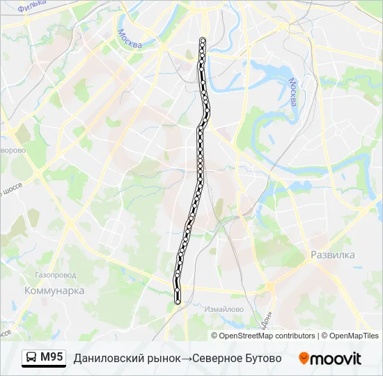 Автобус М95: карта маршрута