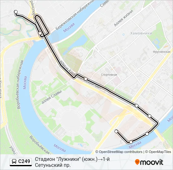 Автобус С249: карта маршрута