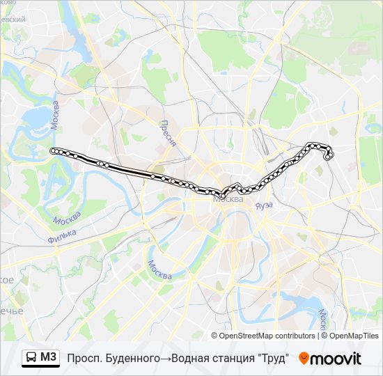 Автобус М3: карта маршрута