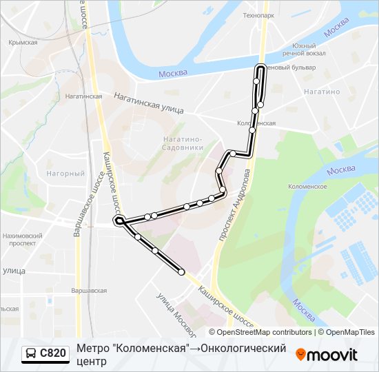 Автобус С820: карта маршрута