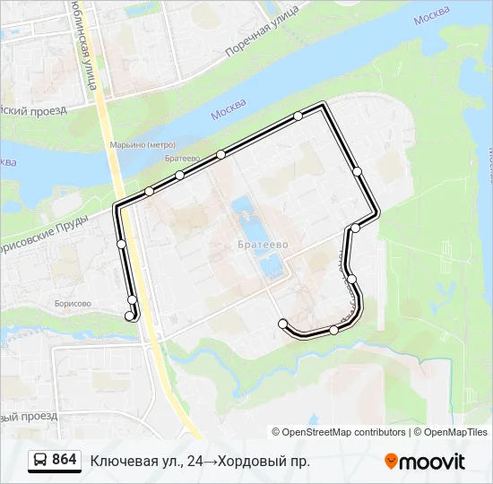 Автобус 864: карта маршрута