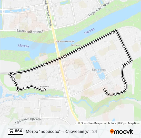 Автобус 864: карта маршрута