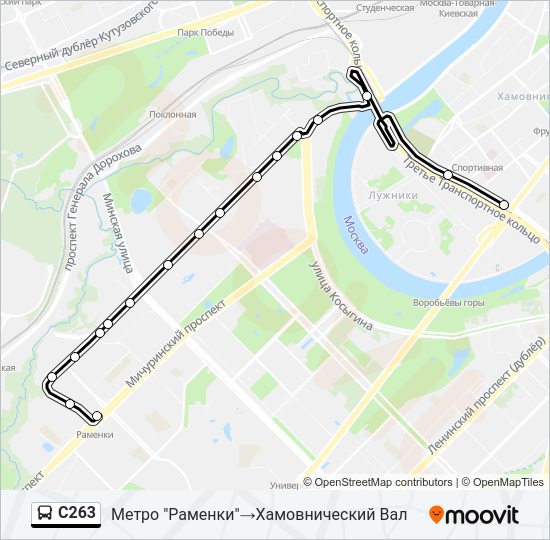 Автобус С263: карта маршрута