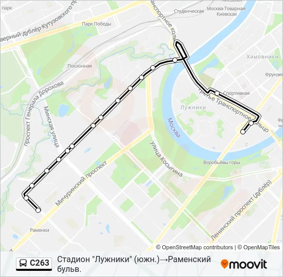 Автобус С263: карта маршрута