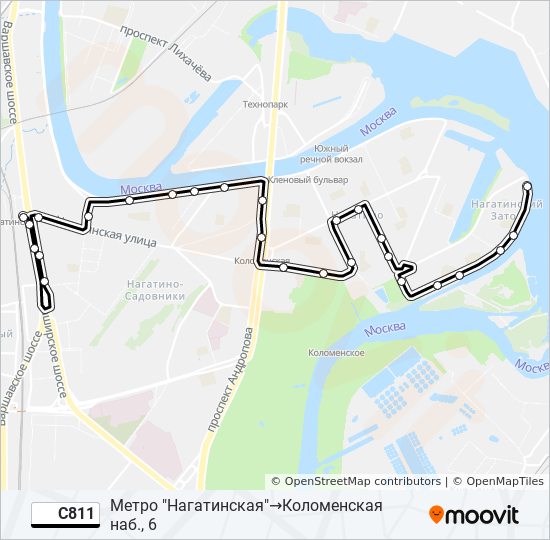 Автобус С811: карта маршрута