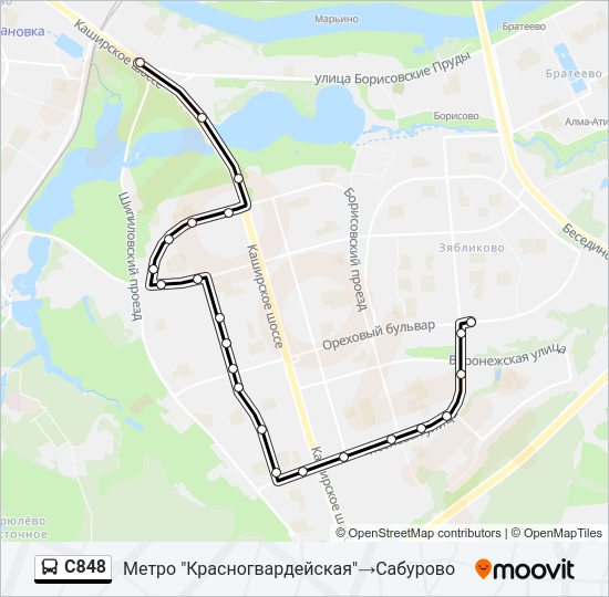 Автобус С848: карта маршрута