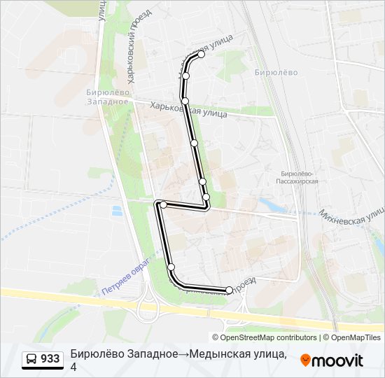 Автобус 933: карта маршрута