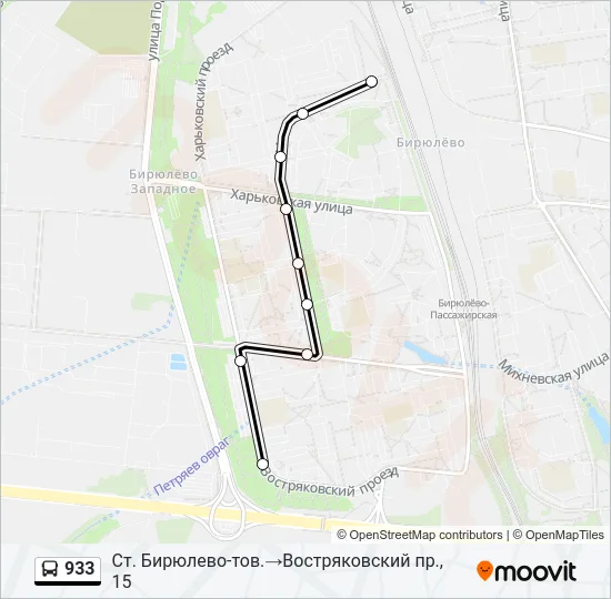 Автобус 933: карта маршрута
