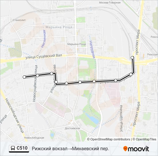Автобус С510: карта маршрута