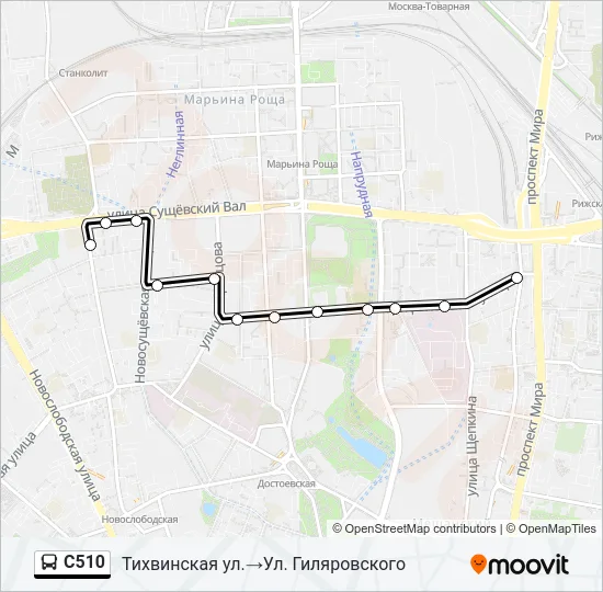 Автобус С510: карта маршрута