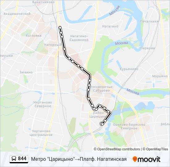 Автобус 844: карта маршрута