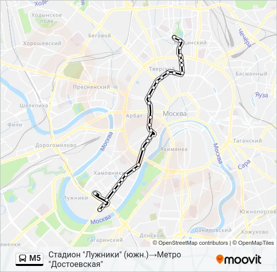 М5 Bus Line Map