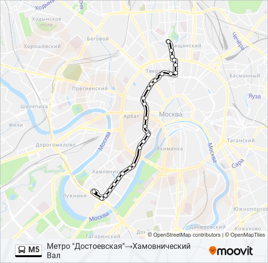 Автобус М5: карта маршрута