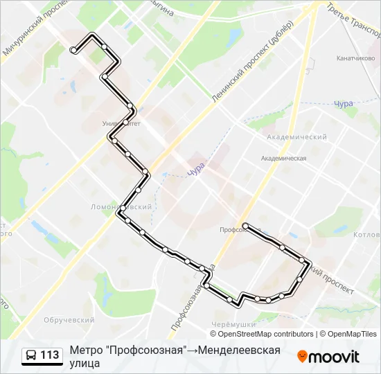 Автобус 113: карта маршрута
