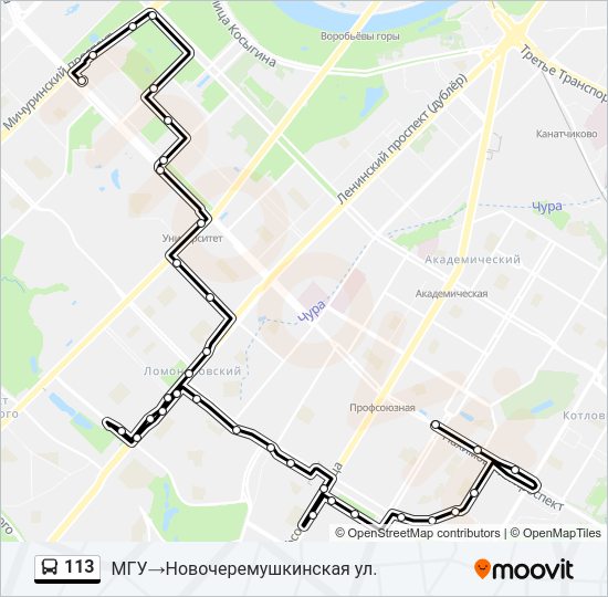 Автобус 113: карта маршрута