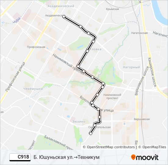 Автобус С918: карта маршрута