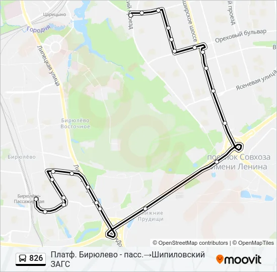 Автобус 826: карта маршрута