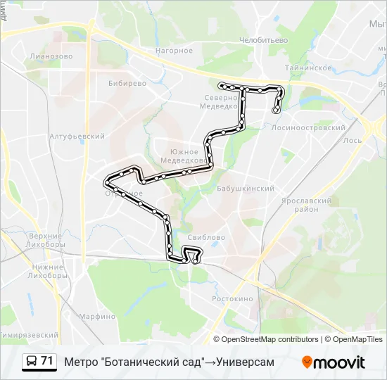 71 Bus Line Map